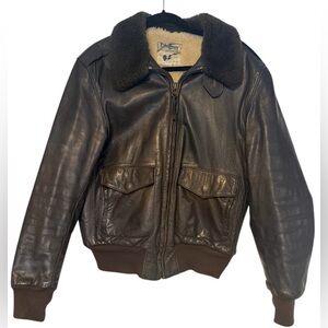 L.L. Bean Vintage 80s Flying Tiger Brown Leather Retro Flight Jacket sz40 USA